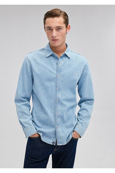Mavi Roy Lux Schwarzes, leichtes Jeanshemd, schmale Passform/enger Schnitt, 0210496-83856