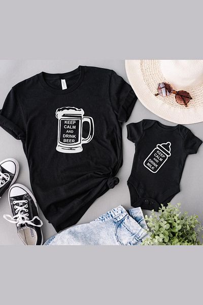Tshirthane Διπλό προϊόν για πατέρα και γιο - Συνδυασμός ποτών και γάλακτος, 2 καλάθια