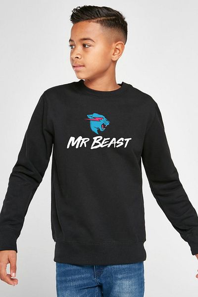 Tshirthane Детски суичър Mr Beast Black 2ip