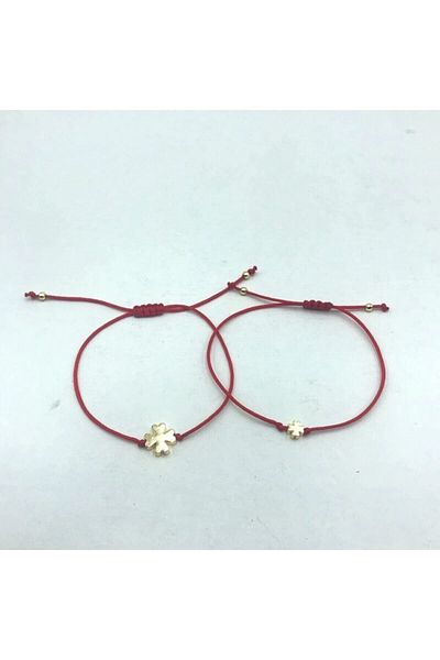 Tralles Takı Mother Daughter Combination Red String Gold Clover Lucky Bracelet