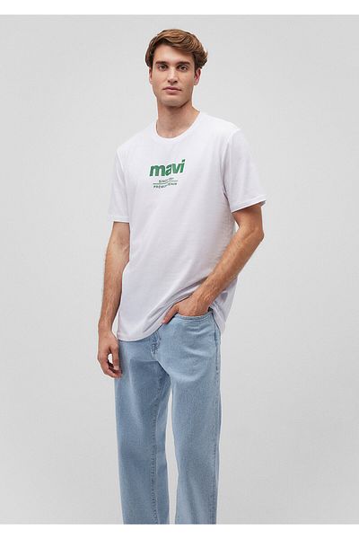 Mavi Bílé tričko s logem Regular Fit / normální střih 066849-620