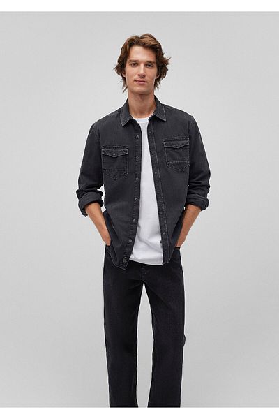 Mavi Rio Casual Anthracite Vintage Jean Shirt - Body-Fitting Cutout 0295785223