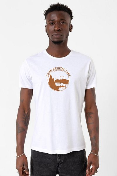 Tshirthane Παρασκευή The 13th Camp Crystal Lake Λευκό ανδρικό μπλουζάκι ποδηλασίας