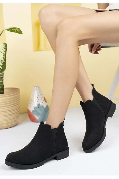 Kids Club Shoes Ayakdaş 2008 Διπλά ελαστικά αθλητικά γυναικεία μποτάκια ΜΑΥΡΟ
