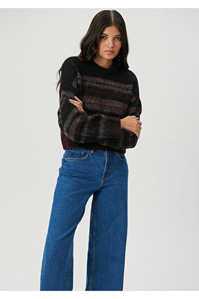 Mavi Siyah Kazak Crop / Kısa Kesim 1710367-85886