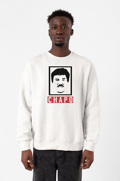 Tshirthane Ανδρικό φούτερ El Chapo Gangster Swagger White 2ip
