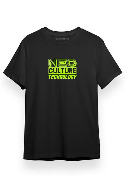 Tshirthane Ανδρικό μαύρο μπλουζάκι - Nct Neo Culture Technology Letter Logo, κοντό μανίκι