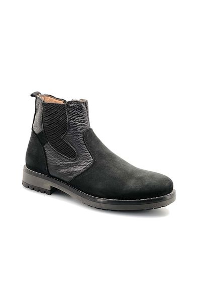 Kids Club Shoes Stone Blue Chels 100% Γνήσιο Δέρμα Casual Ανδρικές Μπότες ΜΑΥΡΟ-SUEDE