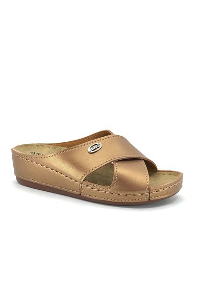 Kids Club Shoes Aryan 09-063 Γυναικείες ορθοπεδικές παντόφλες GOLD