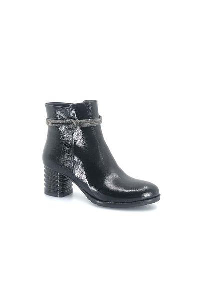 Kids Club Shoes Feles Ankle Stone Ζαρωμένο Δερμάτινο Γυναικείο Μποτάκι ΜΑΥΡΟ
