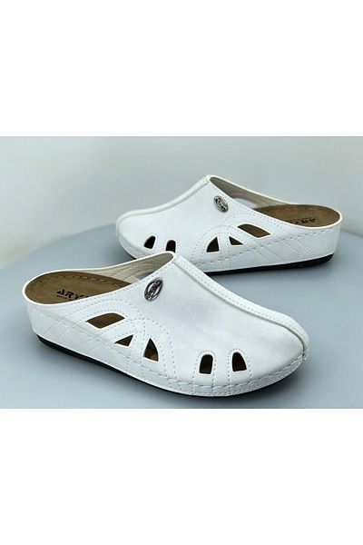 Kids Club Shoes Aryan 09-130 Γυναικείες ορθοπεδικές παντόφλες ΛΕΥΚΕΣ