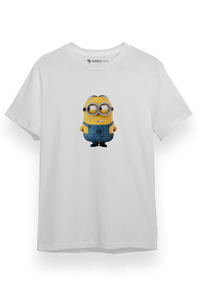 Tshirthane Κίτρινο μινιοντικό Λευκό κοντομάνικο ανδρικό μπλουζάκι