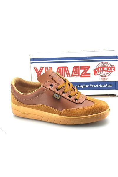 Kocamanlar Ayakkabı YILMAZ Mekap 100% Genuine Leather Unisex Work and Sports Shoes YELLOW