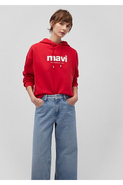 Mavi Rotes Kapuzensweatshirt mit Logoaufdruck168334-35476