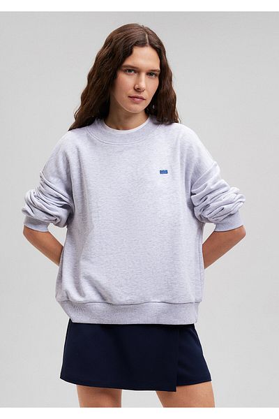 Mavi Základní šedá mikina Crew Neck 1S10087-80196