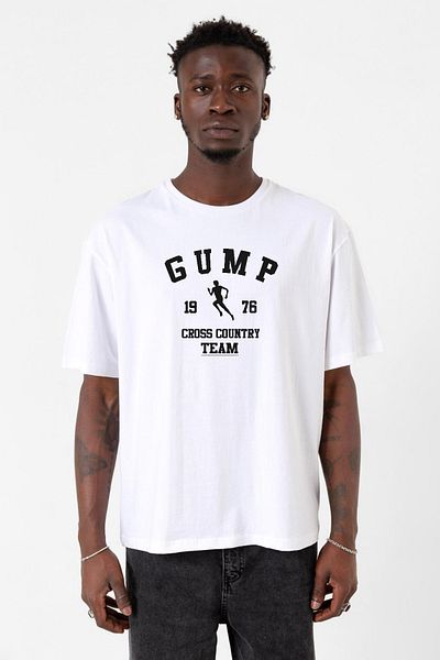 Tshirthane Ανδρικό μπλουζάκι Forrest Gump Cross Country Team White Oversize