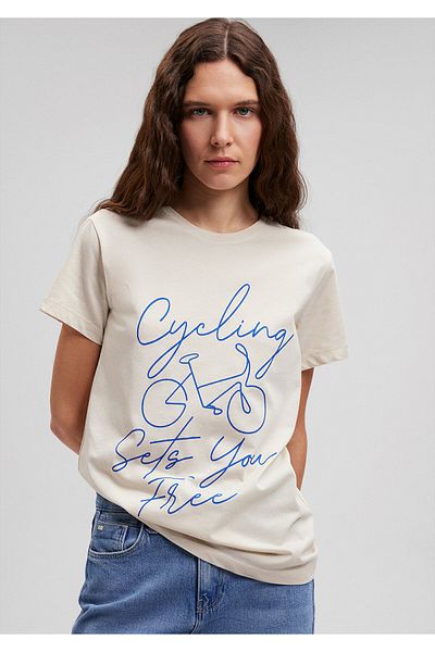 Mavi Beige Slim Fit Bicycle Printed T-Shirt -1612214-70134