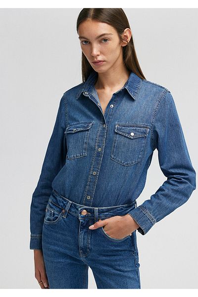 Mavi Merida All Blue Dark Jean Shirt – Body-Fitting-Schnitt 1210662 -86490