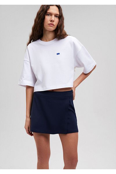 Mavi Rundhals Basic Weißes Crop T-Shirt Crop / Kurzer Schnitt1612187-620
