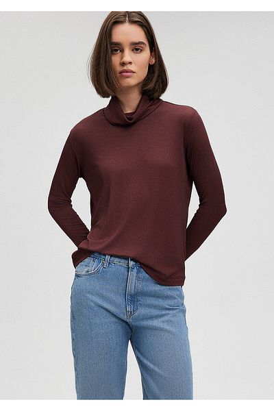 Mavi Stand Collar Burgundy T-shirt Loose Fit / Loose Comfortable Fit1612023-70421