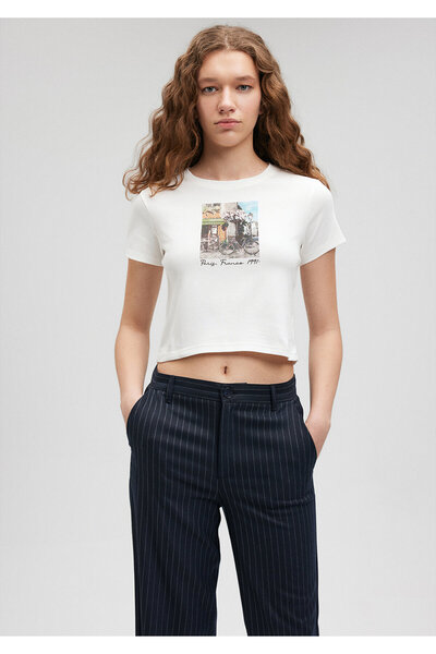 Mavi Printed White Crop T-Shirt Crop / Short Cut1612159-70057