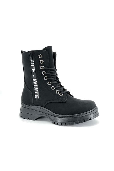 Kids Club Shoes Mehtap Off Wihite Postal Γυναικείες Μπότες ΜΑΥΡΟ-Δέρμα