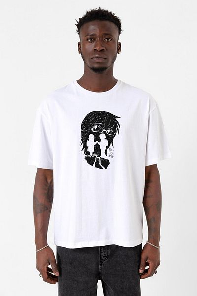 Tshirthane Ανδρικό μπλουζάκι ποδηλασίας Erased Anime Black White Silhoette White