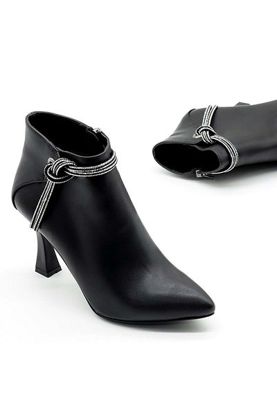 Kids Club Shoes Feles Tassel Stone Detailed Bootie Classic Γυναικείες Μπότες ΜΑΥΡΟ
