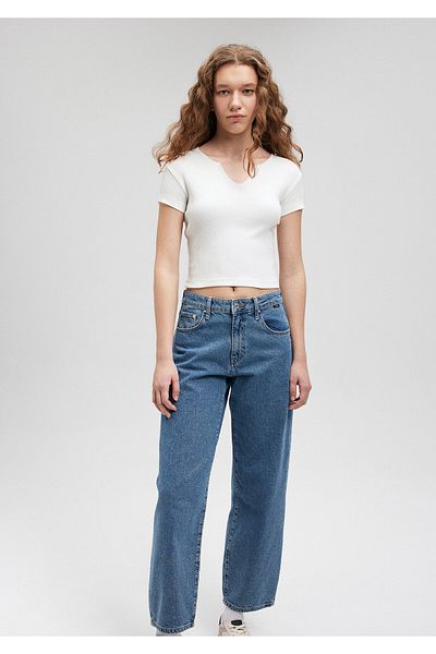 Mavi Λευκό Stretch Crop T-shirt - Short Cut1612201-70057