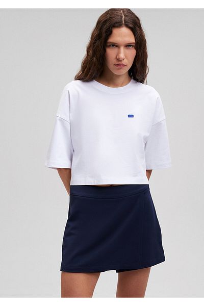 Mavi Rundhals Basic Weißes Crop T-Shirt Crop / Kurzer Schnitt1612187-620