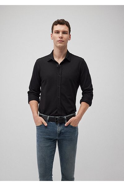 Mavi Schwarzes Strickshirt mit tailliertem Schnitt 0210812 -900