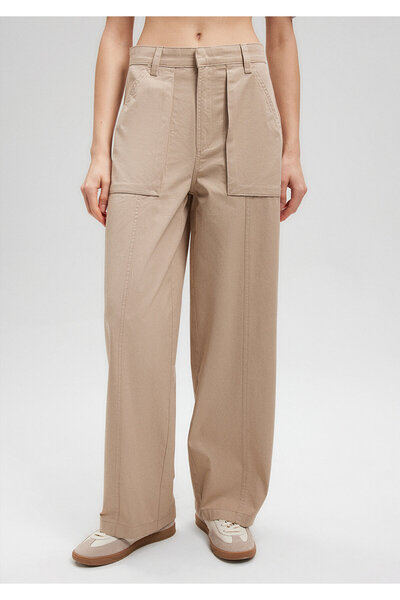 Mavi Geniş Paça Bej Pantolon 1010638-86596