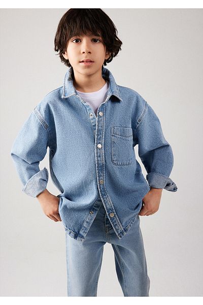 Mavi Bob 90s IndiGo Si Jean košile – široký střih oversize 6210000 -86709