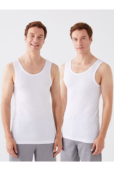 LC Waikiki U-Neck Combed Cotton Men's Undershirt, 2-pack