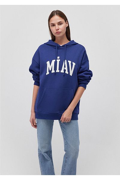 Mavi Hanorac albastru cu glugă cu imprimeu Miav 1S10131-70722