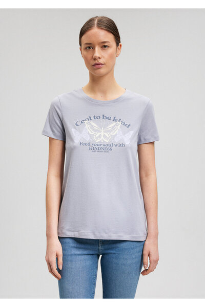 Mavi Γκρι μπλουζάκι με στάμπα πεταλούδας Slim Fit / Slim Fit1612386-87113