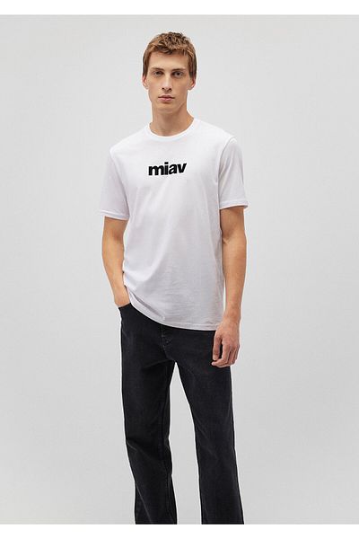 Mavi Schwarzes, weißes T-Shirt mit Miav-Aufdruck, Regular Fit / Regular Fit067153-602
