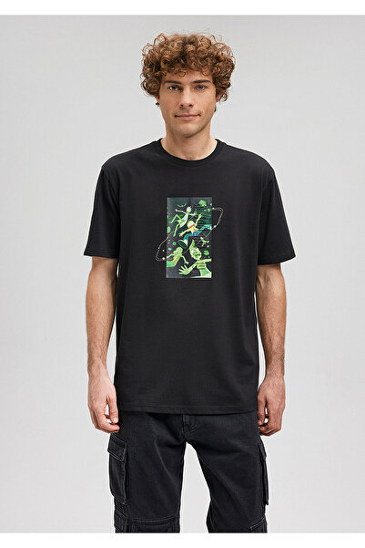 Mavi Rick and Morty εμπριμέ μαύρο μπλουζάκι Loose Fit / Loose Relaxed Fit 0611972-900