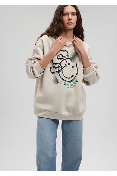 Mavi Hanorac bej Smiley Originals - imprimat, 1s10124-70136