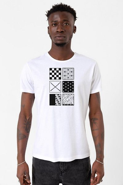 Tshirthane Demon Slayer Anime Patterns Λευκό ανδρικό μπλουζάκι ποδηλασίας
