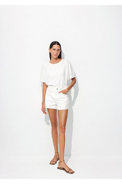 Mavi Cherry Mediterranean White Embroidered Jean Shorts 1410022 -87996