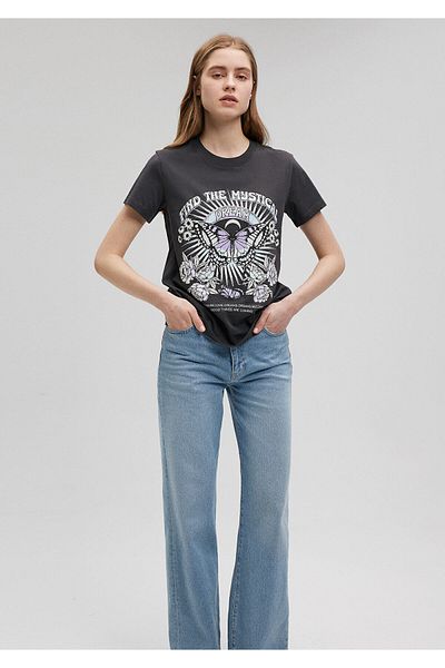 Mavi Anthracite Butterfly Printed Slim Fit T-Shirt -1612436-70087