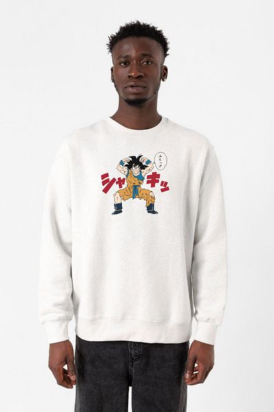 Tshirthane Dragon Ball Z Anime Angry Goku White ανδρικό φούτερ 2ip