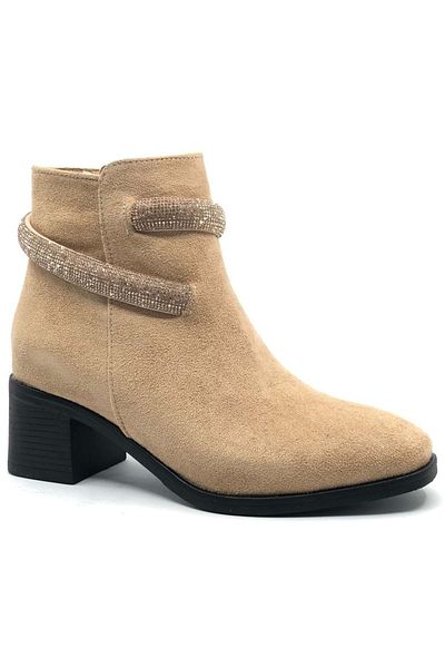 Kids Club Shoes Ασιατικές γυναικείες μπότες με κοντό τακούνι TEN-SUEDE