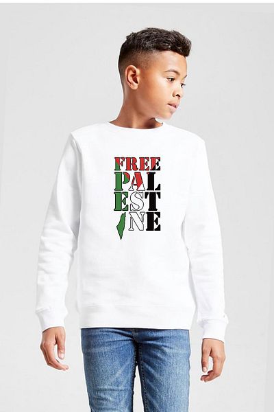 Tshirthane Hanorac 2ip pentru copii alb palestin gratuit