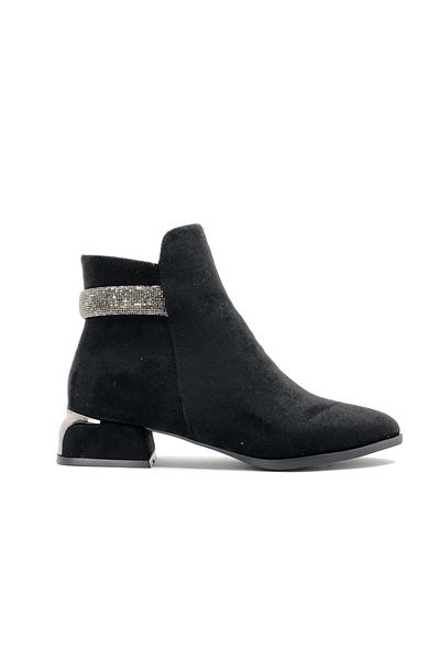 Kids Club Shoes Feles Ankle Stone Classic Flat Sole Γυναικείες Μπότες Μαύρο-σουέντ
