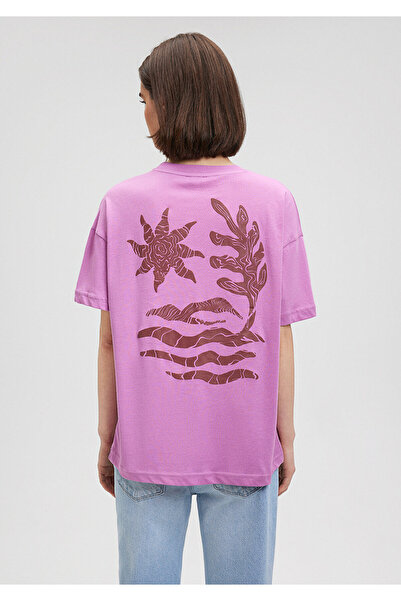 Mavi Purple Back Printed Loose Cut T-Shirt -1612527-70584