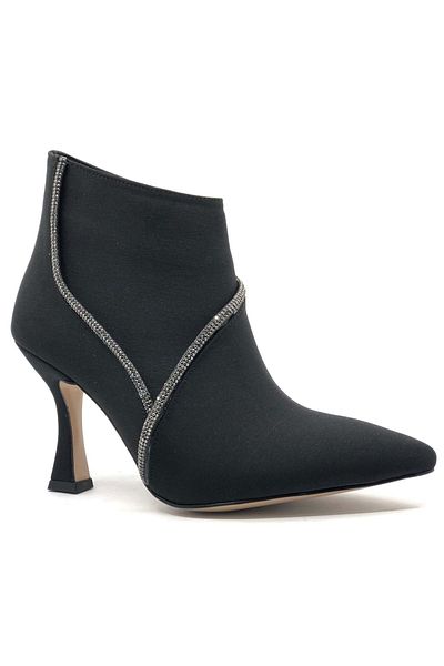 Kids Club Shoes Feles V Stone Γυναικείες Μπότες Χαμηλό Σατέν με τακούνι ΜΑΥΡΟ