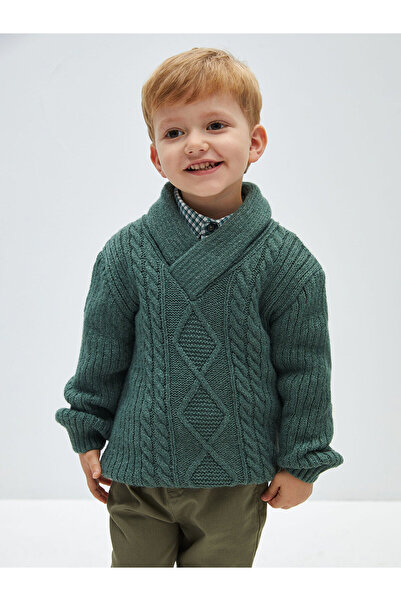 LC Waikiki Lcw Şal Guler Păr Tricotat Self Pattern Pulover Tricotaj pentru Bebeluş