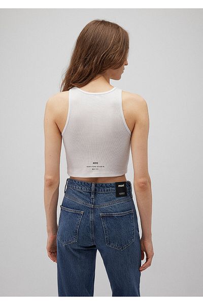 Mavi White Halter Neck Crop Tank Top - Short Cut 1612585 -70057